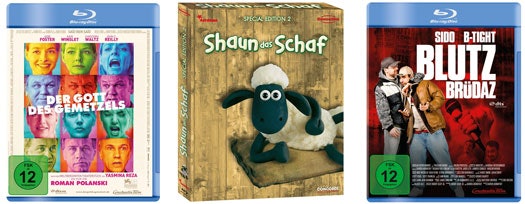 3 Blu-rays für 25€ mit neuen Filmen - u.A. Gott des Gemetzels, Shaun das Schaf - Box 2 und Blutzbrüdaz