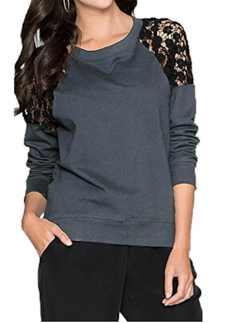 Damen Spitzen Bluse Shirt
