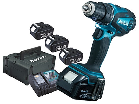100-Jahre Makita Akku Bohrschrauber DDF456SP1J + 3 Akku, Ladegerät, Koffer und Gürtelclip für 230€ - 18 Volt / 4.0 Ah *UPDATE*