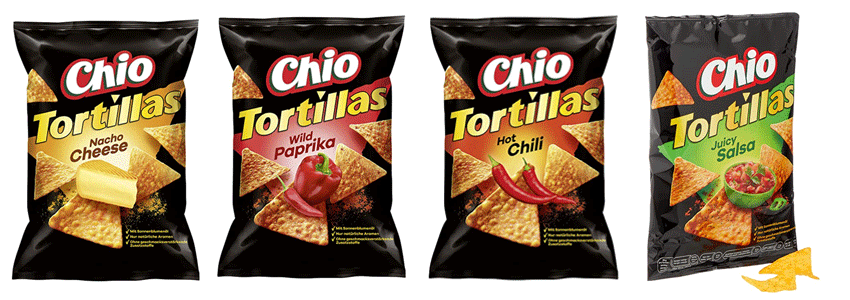 Chio Tortilla Chips 10er-Pack für 9€ - Hot Chili, Nacho Cheese, Wild Paprika oder Juicy Salsa