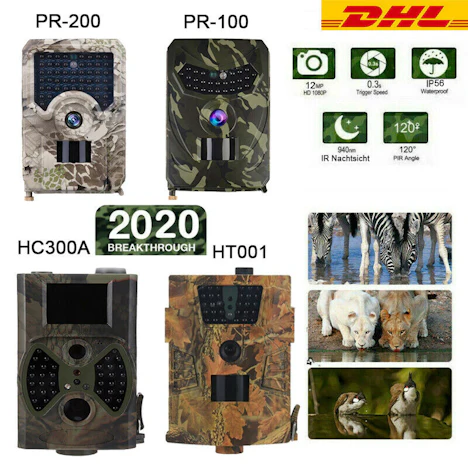 120° Wildkamera Jagdkamera HD 1080P 12MP Wasserdicht