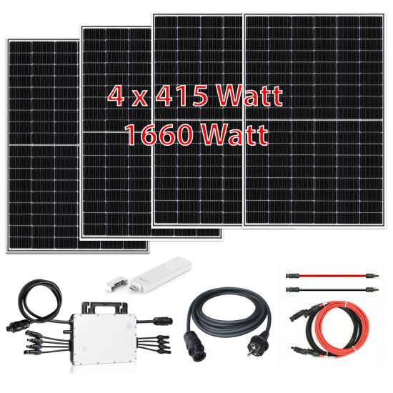 Balkonkraftwerk 1600 Watt für 778€ - 4x PV Module TW Solar, Wechselrichter Hoymiles HM-1500 + W-Lan Gateway gratis