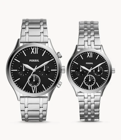 Fossil BQ2469 für 83€ - Uhren-Set (44mm + 36mm), Edelstahl-Armband