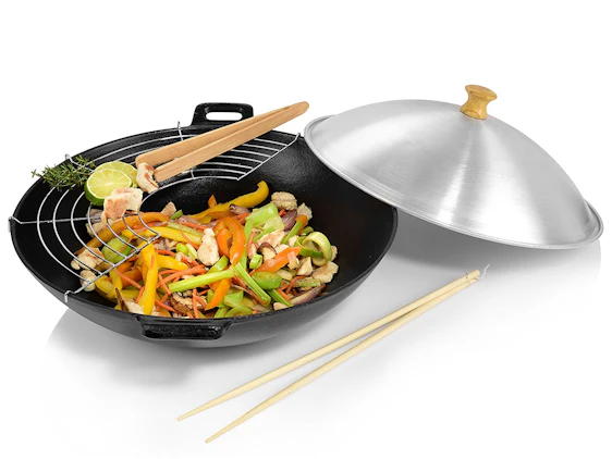 Sänger Wok Set für 20€ - Gusseisen mit Einsatz und Deckel; Induktionsgeeignet