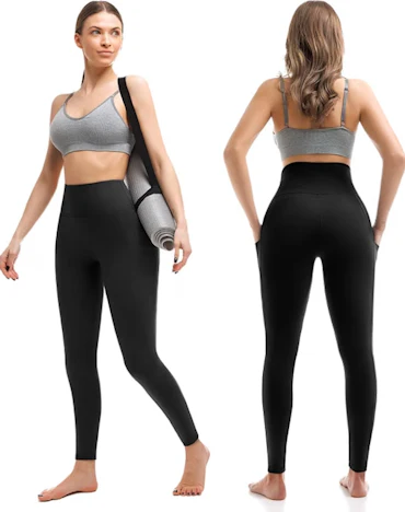 Sport Leggings Damen High Waist, Sporthose Damen Lang Mit Taschen Für Gym Yoga 2er Pack