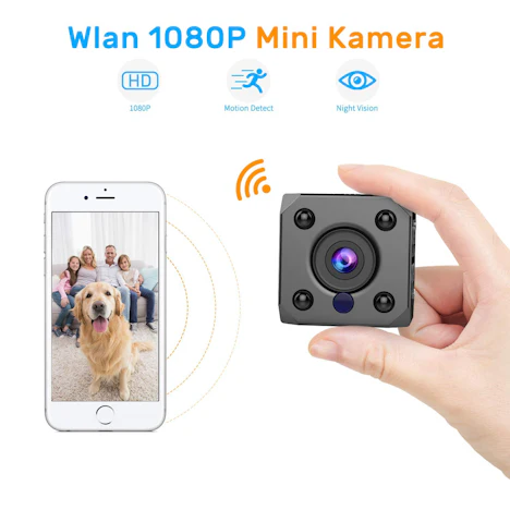 WLAN Mini Kamera 1080P( Mit Bewegungsmelder&Infrarot Nachtsicht) für 24,29€ statt 45,99€