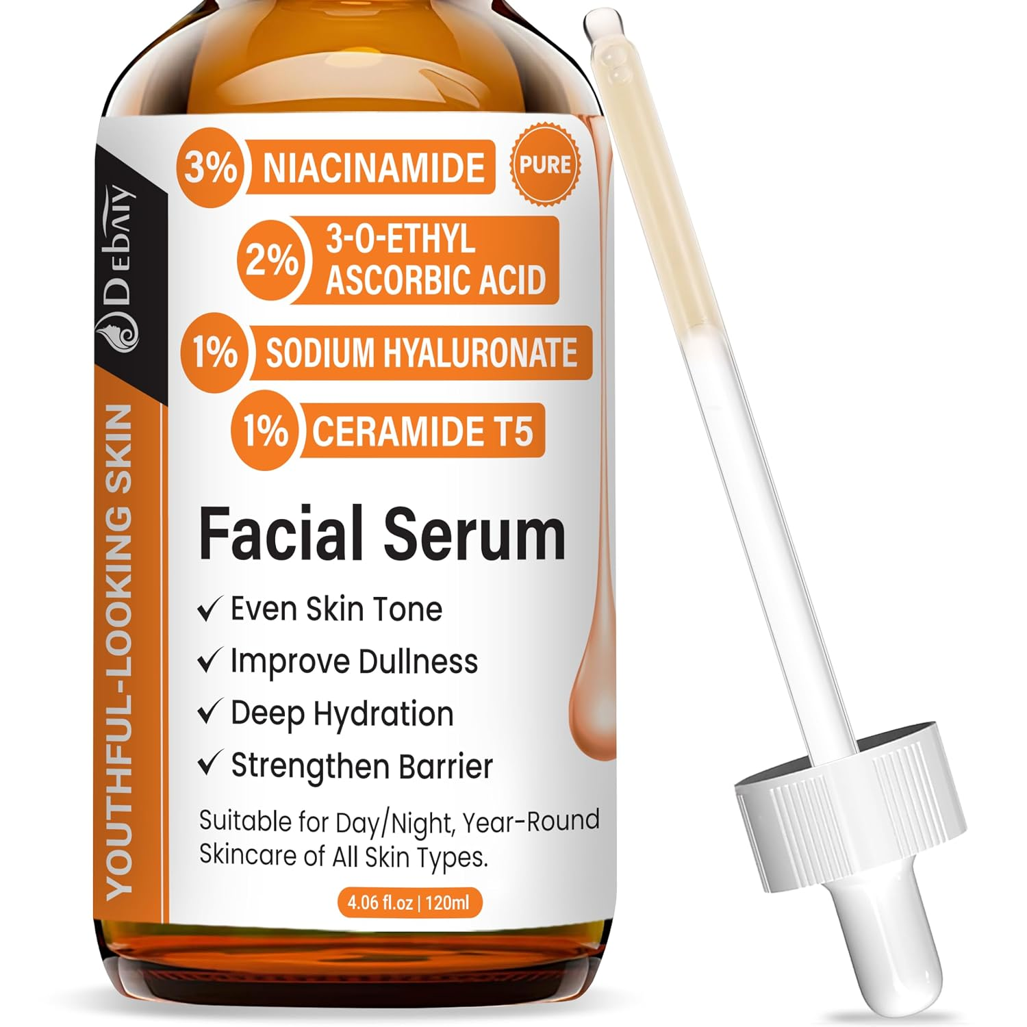 Vitamin C-Gesichtsserum mit Niacinamid Ceramide T5 Multi-Effekt Anti-Aging Anti-Falten (4,06 fl. oz/120 ml)