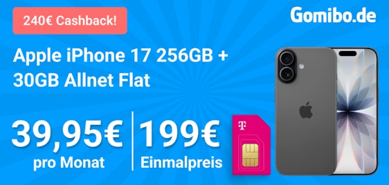 WAHNSINN eff. 6€/Monat ⭐ 240€ Cashback auf Apple iPhone 17 & 30GB Telekom-Allnet