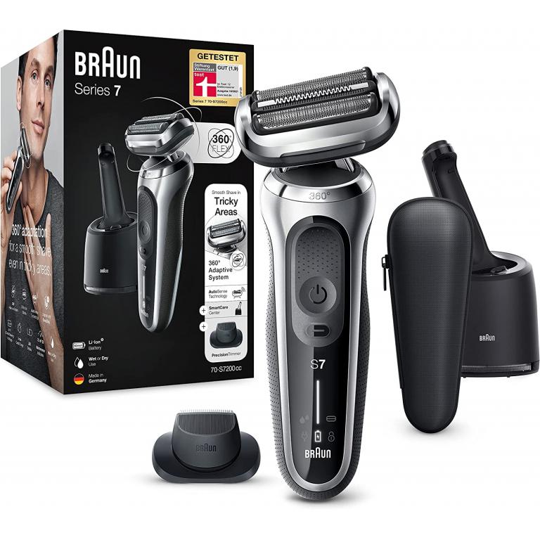 Braun Series 7 70-S7200CC für 129€ - Elektrorasierer in Silber, inkl. 4in1 SmartCare Center