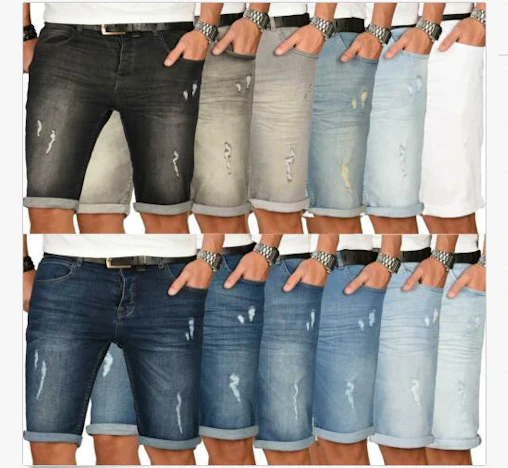 A. Salvarini Herren Designer Jeans Short kurze Hose Slim