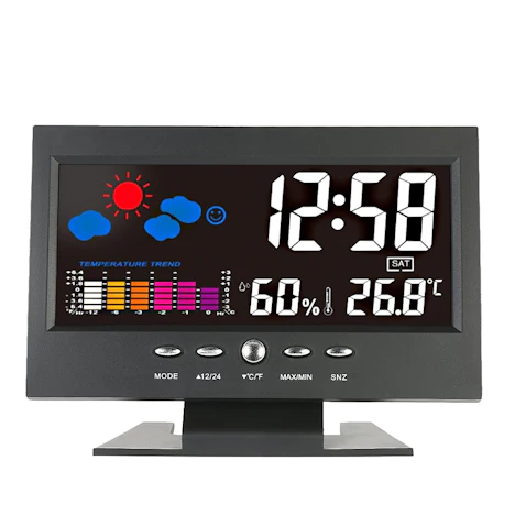 Multifunktionales Innen-Thermometer LCD Digitales Temperatur-Feuchtigkeits-Messgerät Uhr
