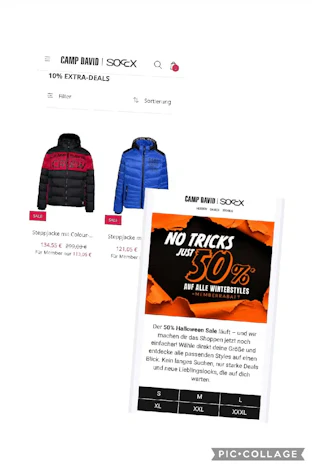 Camp David 50% Rabatt auf ausgewählte Artikel zusätzlich 10 % auf z.B. Winterjacken