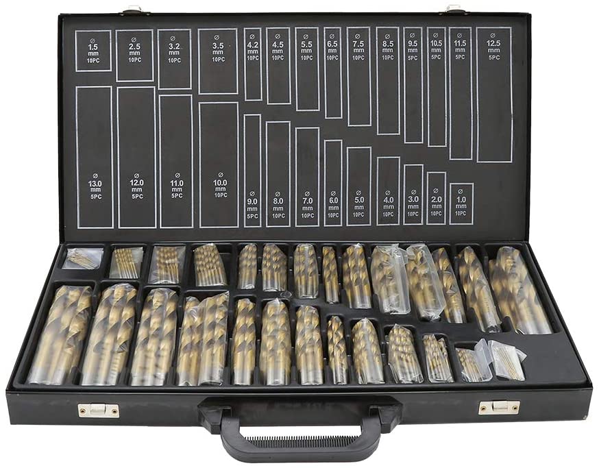 230tlg HSS Teiliges Metallbohrer Set 1-13mm, Titan beschichtet, DIN338