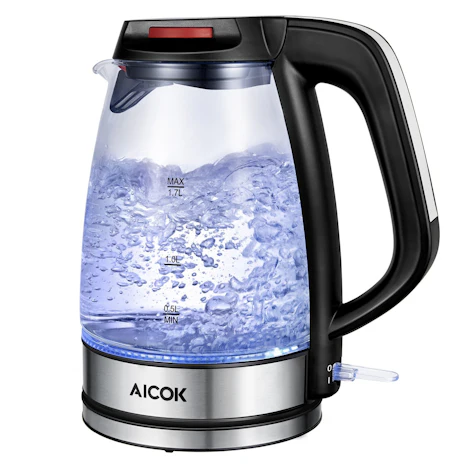 Aicok Glas Wasserkocher 1.7L 2200 W mit LED Licht für 21,99€