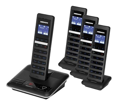 DECT Te­le­fon mit 4 Mo­bil­tei­len ME­DI­ON LIFE S63114 (MD 83244) für 59,95€