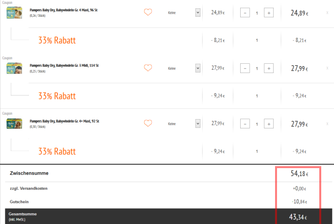 20% Rabatt auf alles bei Allyouneedfresh - zusätzlich noch 33% auf Pampers-Windeln, z.B. 92 Pampers Dry Junior Gr. 4+ für 15€ *UPDATE*
