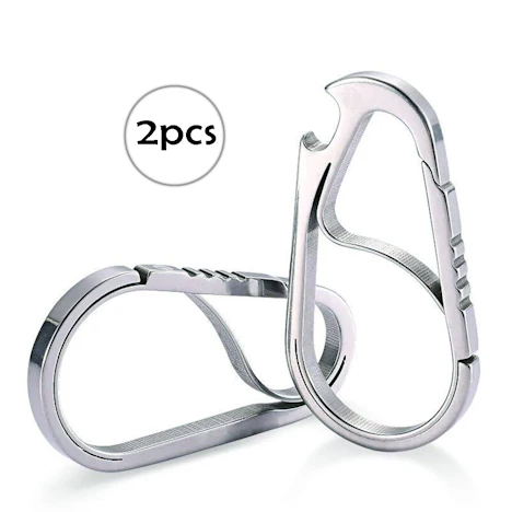 2 er Set Edelstahl Schlüsselanhänger mit Karabiner für nur 9,09€