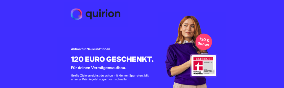 120€ Prämie 💸 Jetzt Quirion ETF-Sparplan anlegen
