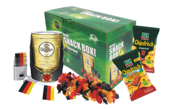 Für 10€ ein 5l Warsteiner Fass +2 Packungen funnychips-Chips + Deutschland Fan-Artikel + evtl. 30€ bet-at-home Gutschein bei Amazon.de