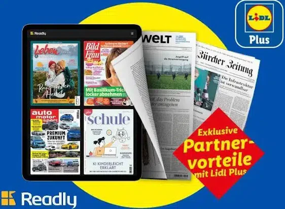 100 Tage kostenloser Lesespaß bei Readly für alle über die Lidl Plus APP