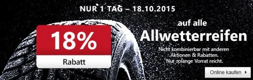 18% Rabatt auf Allwetterreifen bei ATU