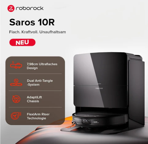 roborock Saros 10R Saugroboter mit Wischfunktion&angebbarem Wischmopp