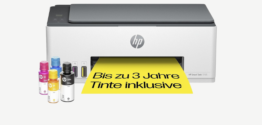 HP Smart Tank 5105 für 129€ - 3-in-1 Multifunktionsdrucker (WLAN; mobiles Drucken) – 3 Jahre Tinte inklusive