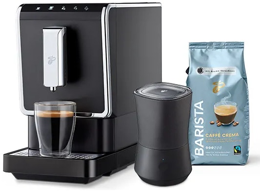 Tchibo Esperto Caffè 1.1 + Milchaufschäumer & 1kg Barista Kaffee für 199€ – Kaffeevollautomat mit programmierbarer Getränkemenge (25-250ml)