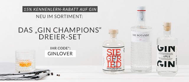 15% Rabatt auf bereits reduzierten Gin bei Delinero - z.B. Siegfried Rheinland Dry Gin 0,5l für 25€