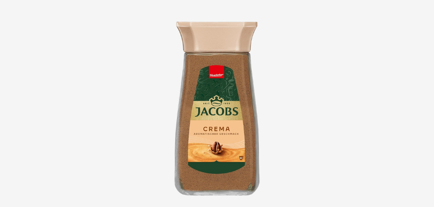 Jacobs Crema löslicher Bohnenkaffee (200g) für 8€ 🍵 Instant-Kaffee für 112 Tassen