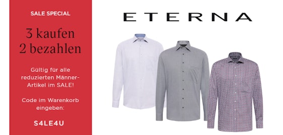 Endet heute! 3 Eterna Hemden kaufen, nur 2 bezahlen - Hemden ab 40€