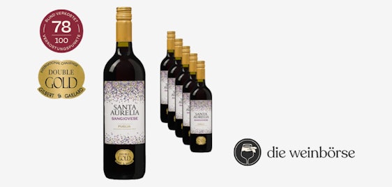 12 Flaschen italienischer Rotwein für 52€ - Santa Aurelia Sangiovese, fruchtig & geschmeidig im Aroma