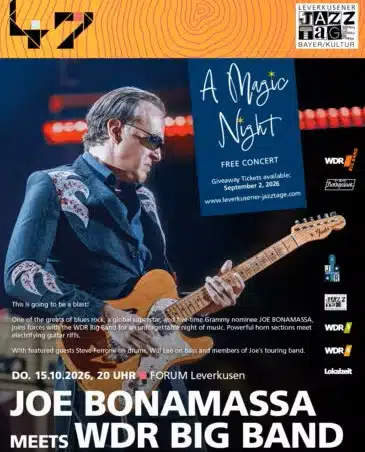 VORANKÜNDIGUNG ab 2.9.26 GRATIS Tickets für Joe Bonamassa meets WDR Big Band | A MAGIC NIGHT in Leverkusen (REGION