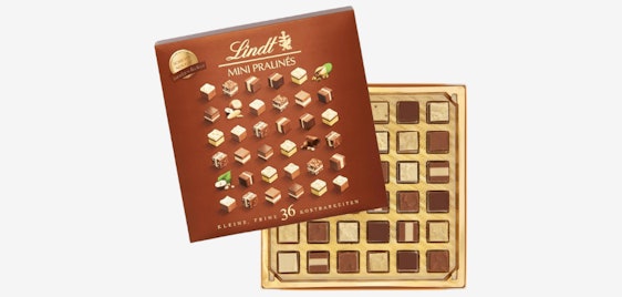 Lindt Nougat Mini Pralinés für 9€ - Schachtel mit 36 Pralinen, 9 Sorten