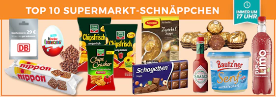 Top 10 Supermarkt Schnäppchen der KW 43 - z. B. Deutsche Bahn Geschenkkarte mit 5€ Rabatt 🚄
