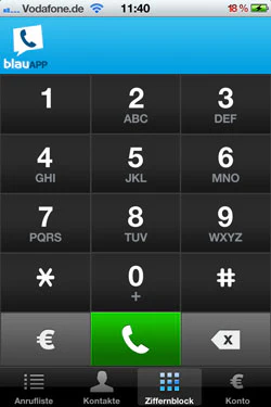 blauApp für iPhone und Android - kostenlos telefonieren bis 15. Juni 2012