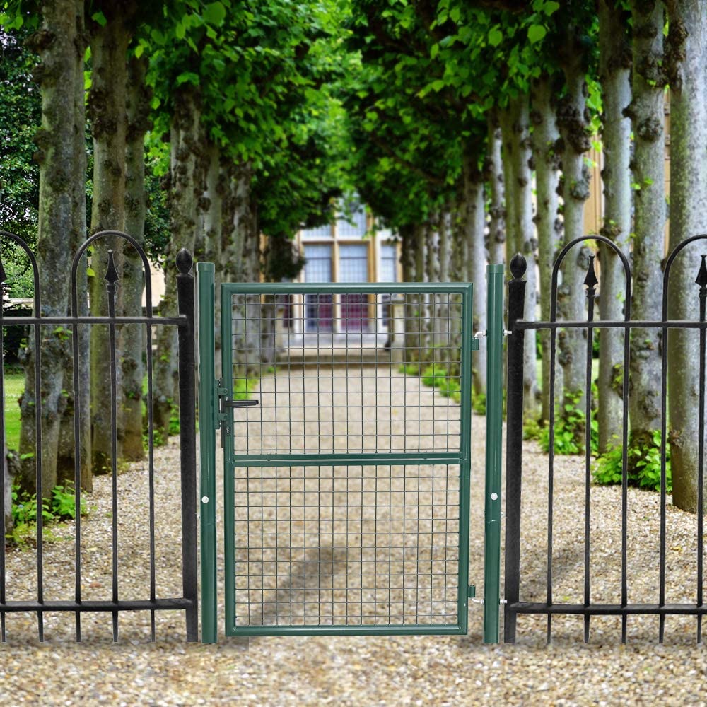 EINFEBEN Zauntor Grün aus verzinktem Stahl, mit Schloss Türklinke und Schlüssel
