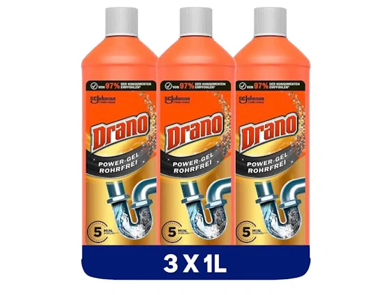 Drano Gel Extra Stark, Abflussreiniger 3er Pack für 7,26€(statt 11,25€)