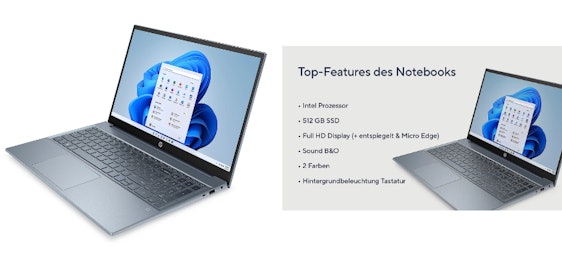 Nur heute im Tagesangebot ⏰ HP Pavilion Notebook für 550€ - Full HD, 512GB SSD, 8GB, Win 11