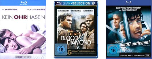 Blu-rays - Der Ja-Sager für 6,43€, Blood Diamond für 6,89€, Nicht auflegen für 6,43€ (Update)