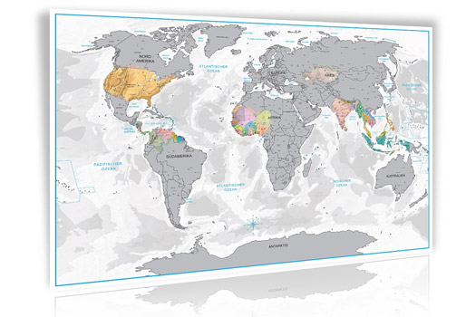 Rubbel-Weltkarte für 6€ - mit 3D Relief-Optik