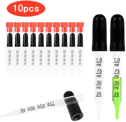 10 Stück Glas Pipette Dropper Messpipette, 1ml Glas Fleck Pipette Transferpipetten Lab Dropper Medizinpipette Kalibrierte Tropfpipette
