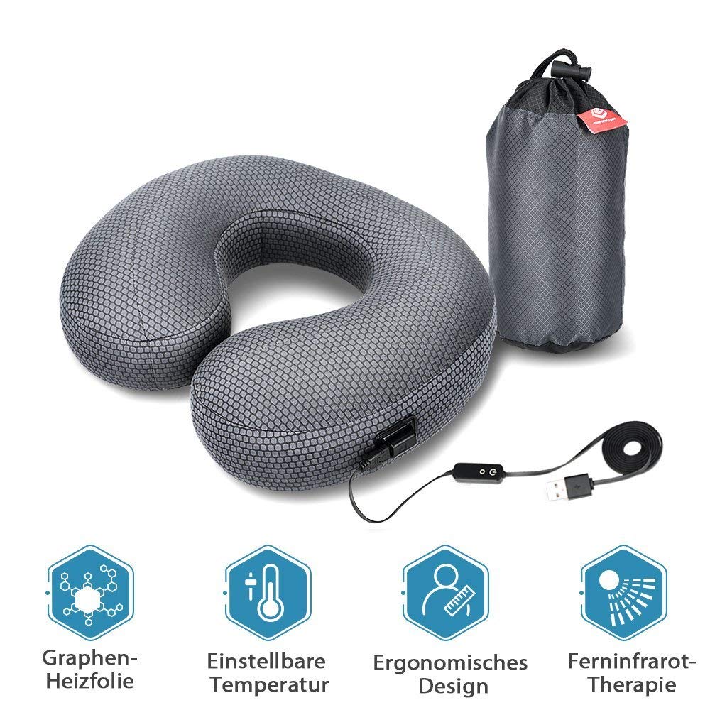 Aufblasbare Reisekissen beheiztes Nackenkissen Fern Infrarot Therapie