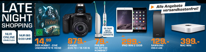 Saturn Late Night Shopping - z.B. Mac mini für 399€