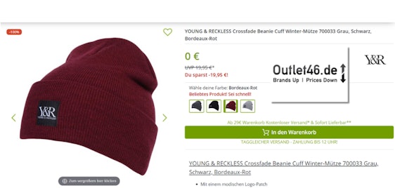 Gratis Wintermütze 🤯 YOUNG & RECKLESS Crossfade Beanie Cuff Winter-Mütze kostenlos sichern