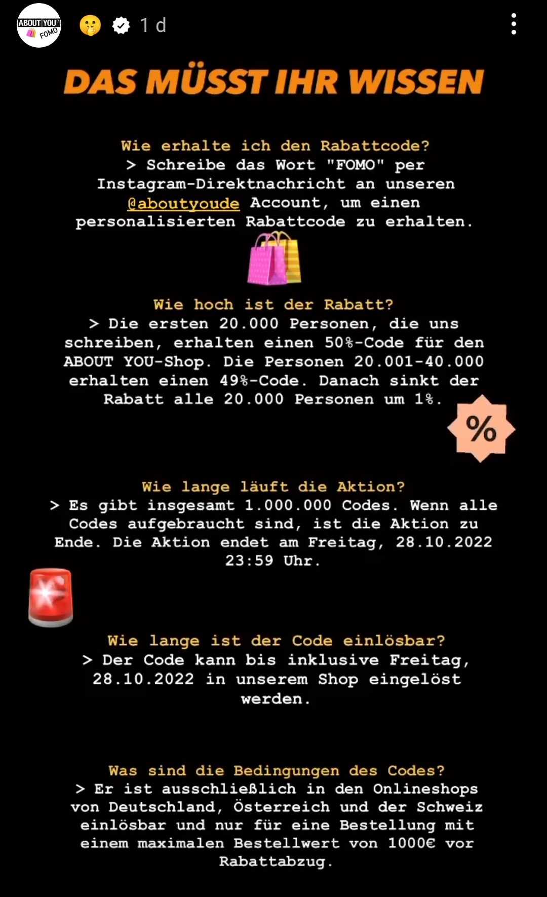 Schnell sein! Bis zu 50% Rabattcode für AboutYou über Instagram sichern 