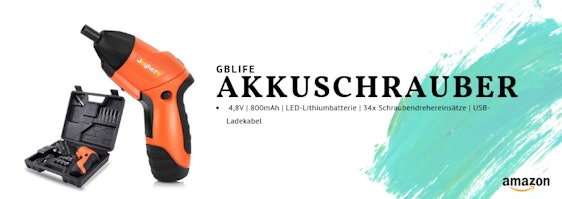 Gblife Akkuschrauber 4,8V 800mAh LED-Lithiumbatterie, 34 x Schraubendrehereinsätze