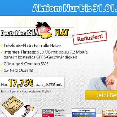 DeutschlandSIM all in Flat (Allnet Flat!) für 17,90€