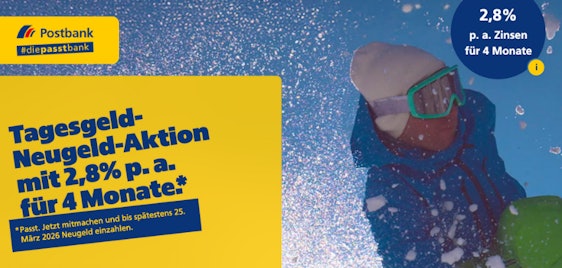 2,8% p.a. Tagesgeld-Zinsen bei der Postbank 💸 für 4 Monate
