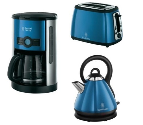 Russell Hobbs Sky Blue Cottage Set, 3-teilig (Kaffemaschine, Wasserkocher, Toaster) für 64,95€